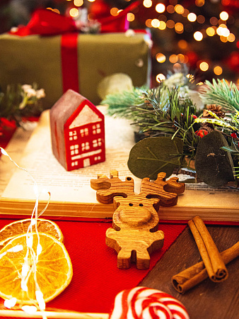 Новогодняя деревянная ёлочная игрушка из натурального дуба Олененок от Мастерской уюта CandleKraft